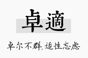 卓适名字的寓意及含义