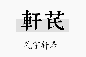 轩芪名字的寓意及含义