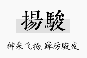 扬骏名字的寓意及含义