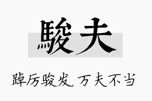 骏夫名字的寓意及含义