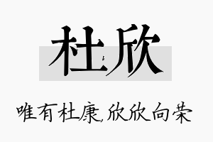 杜欣名字的寓意及含义