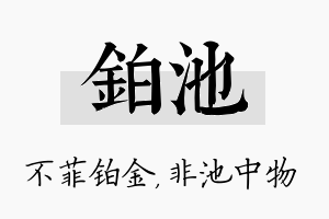 铂池名字的寓意及含义