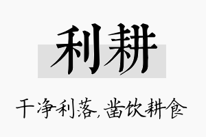 利耕名字的寓意及含义