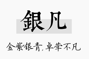 银凡名字的寓意及含义