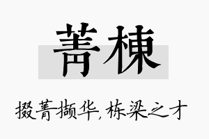 菁栋名字的寓意及含义