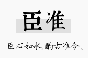 臣准名字的寓意及含义