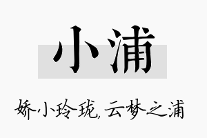 小浦名字的寓意及含义