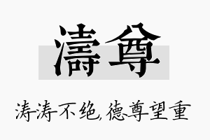 涛尊名字的寓意及含义