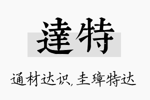 达特名字的寓意及含义