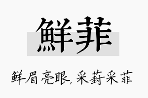 鲜菲名字的寓意及含义