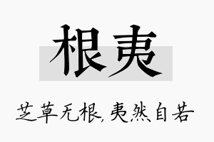 根夷名字的寓意及含义