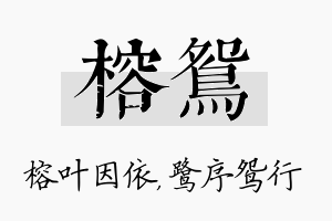 榕鸳名字的寓意及含义