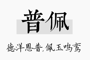 普佩名字的寓意及含义