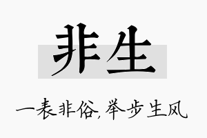 非生名字的寓意及含义