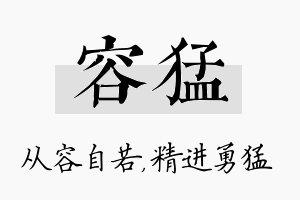 容猛名字的寓意及含义