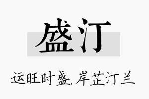 盛汀名字的寓意及含义