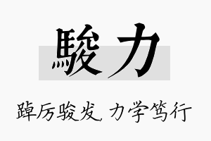 骏力名字的寓意及含义