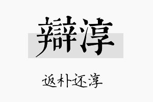 辩淳名字的寓意及含义