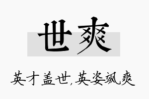 世爽名字的寓意及含义