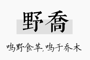 野乔名字的寓意及含义