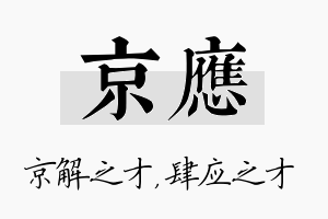 京应名字的寓意及含义