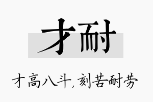 才耐名字的寓意及含义