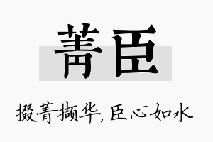 菁臣名字的寓意及含义