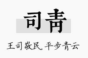 司青名字的寓意及含义