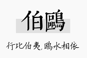 伯鸥名字的寓意及含义