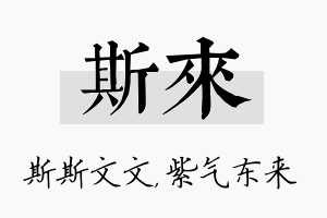 斯来名字的寓意及含义