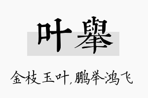 叶举名字的寓意及含义