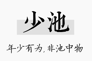 少池名字的寓意及含义