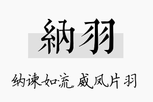 纳羽名字的寓意及含义