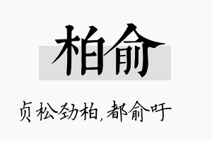 柏俞名字的寓意及含义