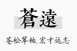 苍远名字的寓意及含义