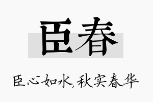 臣春名字的寓意及含义