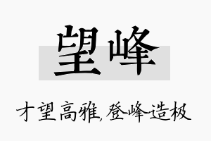 望峰名字的寓意及含义