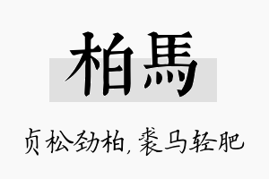 柏马名字的寓意及含义