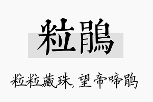 粒鹃名字的寓意及含义