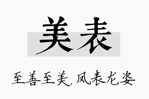 美表名字的寓意及含义