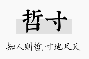 哲寸名字的寓意及含义