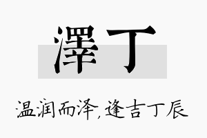 泽丁名字的寓意及含义