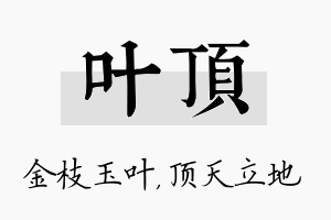 叶顶名字的寓意及含义