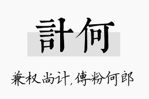 计何名字的寓意及含义