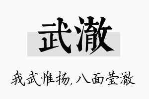 武澈名字的寓意及含义