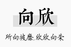 向欣名字的寓意及含义