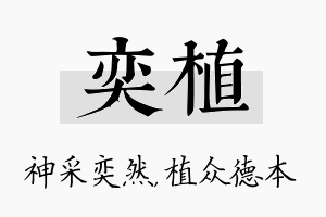 奕植名字的寓意及含义