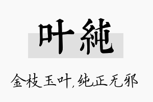 叶纯名字的寓意及含义