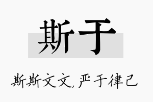 斯于名字的寓意及含义