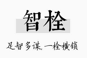 智栓名字的寓意及含义